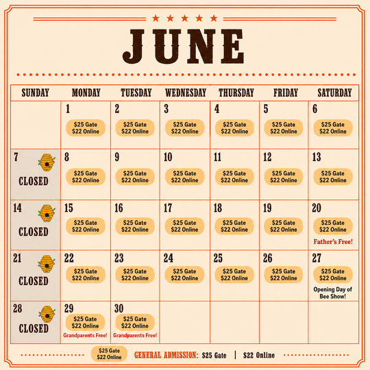Clovermead Adventure Farm June 2026 open dates calendar - Father&