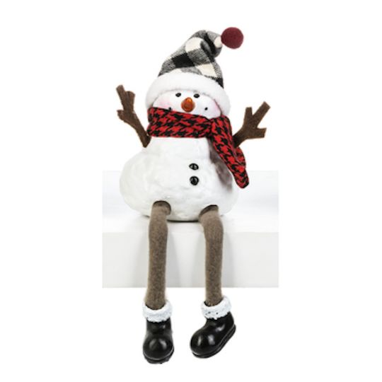 Snowman Shelf Sitter - Red Pompom